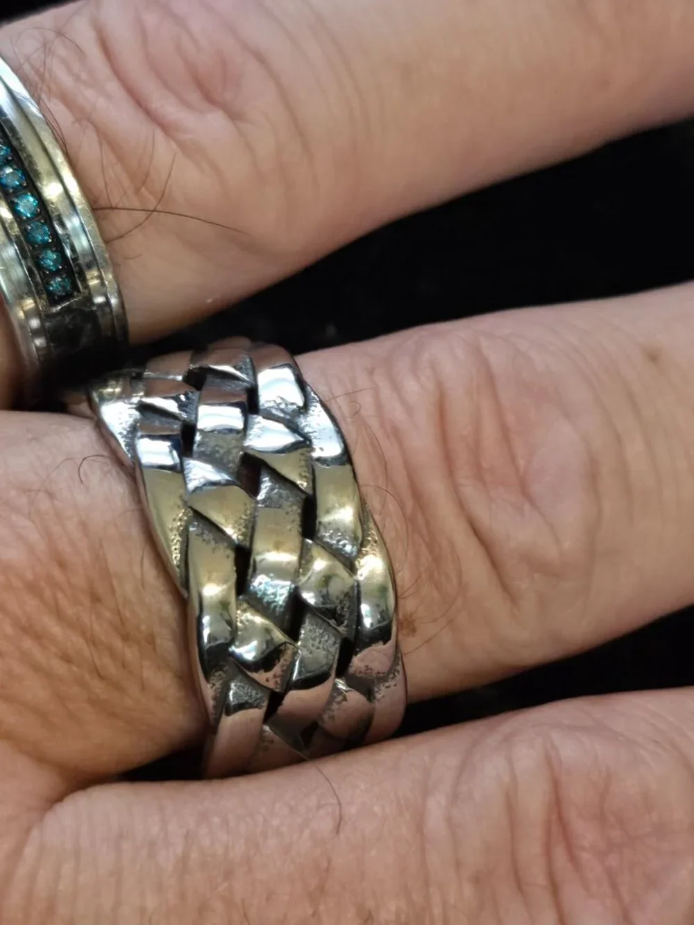 Woven Band Ring Silver Tone Metal...26022